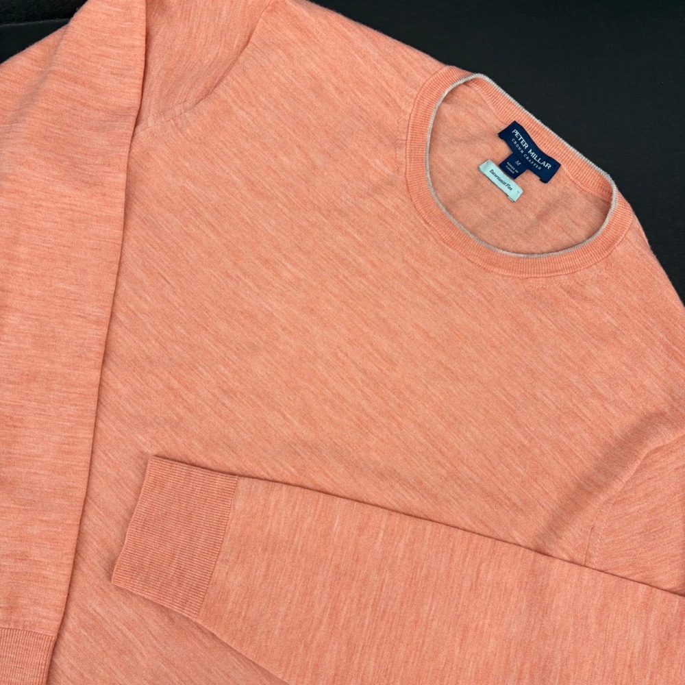 Peter Millar Sweater Mens M Orange Crown Crafted Excursionist Flex Merino Wool